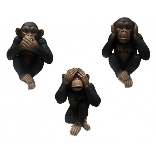 Set of Three 30cm Monkey Fiberglass