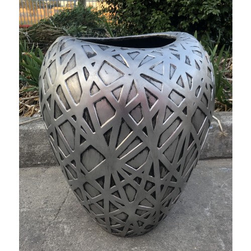 57cm Silver Bird Nest Pattern Urn Fiberglass