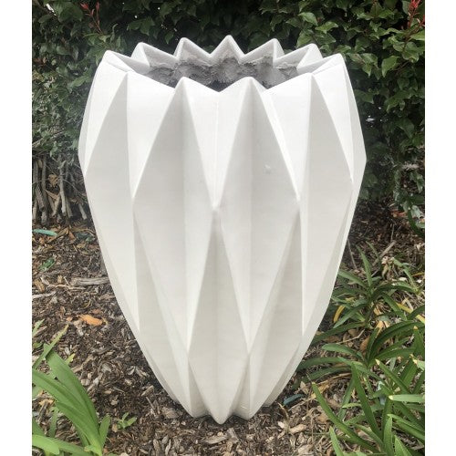 69cm Diamond Vase White Fiberglass