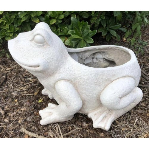 53cm White Frog Planter Fiberglass