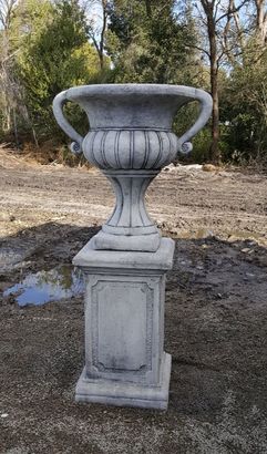 Tall Handled Urn With Tall Jefferson Pedestal