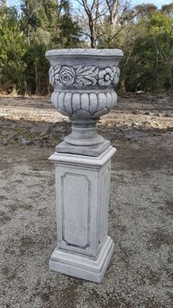 Rose Urn With Tall Square Pedestal