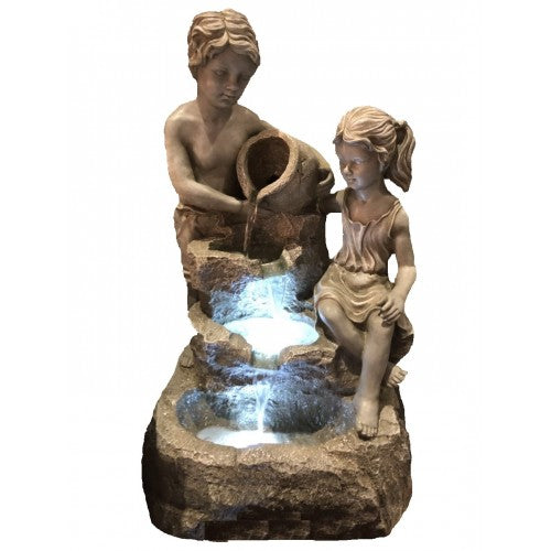 102cm Boy and Girl Fountain Fiberglass